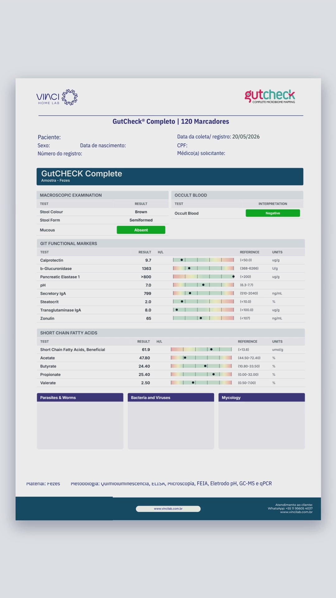 Carregar vídeo: GutCheck® Completo | 120 Marcadores